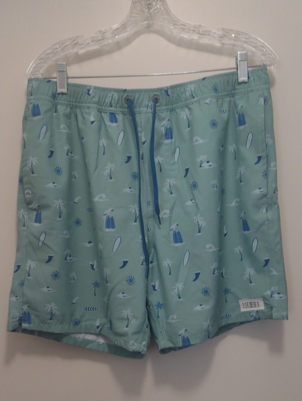O'Neill Mint Green Swim Trunks With Blue Beach Print (J1344)